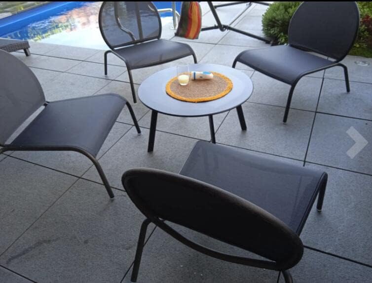 Patio Coffee Table - Metal Steel Outdoor Round Table Weather Resistant Anti-R...