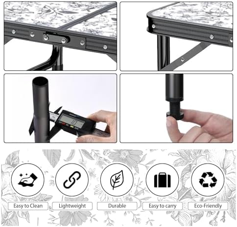 Outdoor Side Table, Portable 3 Adjustable Height, Small Folding Table