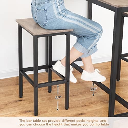 HOOBRO Bar Table and Chairs Set, 47.2” Rectangular Pub Table with 2 Stools fo...