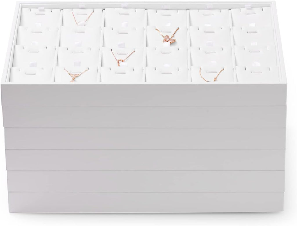 Premium White PU Leather Jewelry Organizer Tray - 12 Grids Display Tray for Earrings, Rings, Bracelets, Necklaces - Dresser & Countertop Storage (35x24cm) - Elegant Jewelry Display for Retail