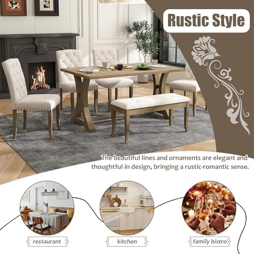 Harper & Bright Designs Classic and Traditional Style 6 - Piece Dining Se...