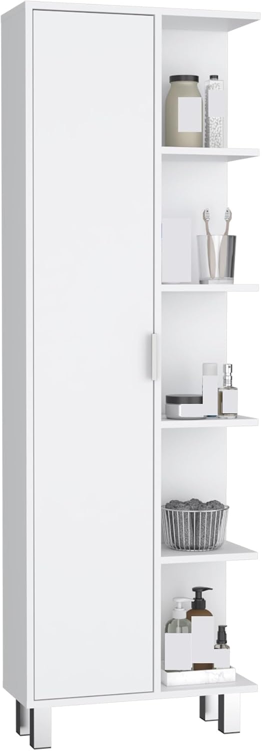 Modern Minimalist Cabinet, Contemporary Storage Locker with 1 Door and 9 Shel...