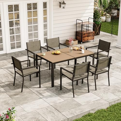7-Piece Patio Table and Chairs Set for 6, All Weather Patio Dining Sets