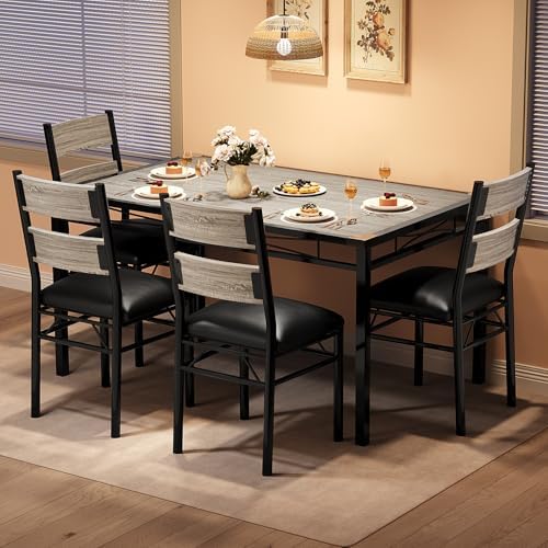 IDEALHOUSE Wood Dining Table Set for 4 with Corner Protector, Kitchen Table C...