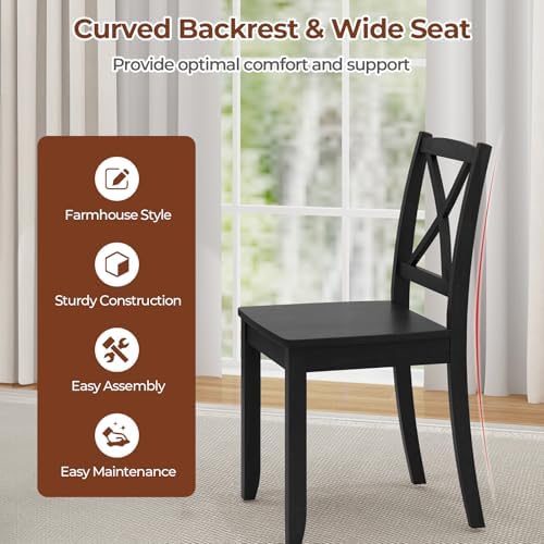 GIANTEX Wood Dining Chairs Set of 4, Armless Kitchen Chairs w/Rubber Wood Leg...