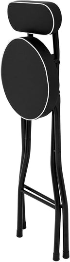 2 Pcs Folding Stool,Cushioned Padded Foldable Stools, Portable Bar Chairs with Back,Black