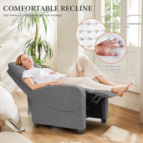 OLIXIS Recliner Chair, Reclining Sofa Chair with 3 Adjustable Angles