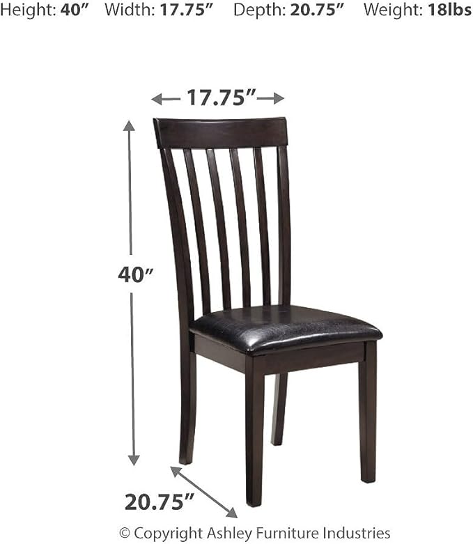 Signature Design by Ashley Hammis Rake Back Dining Room Chair, Set of 2, Dark Brown