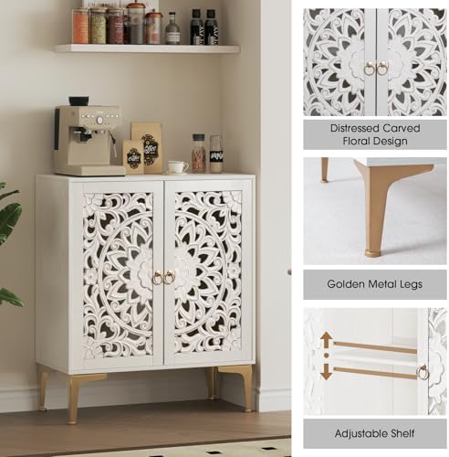 JOINICE 31.5" Accent Cabinet with Doors & Storage for Living Room,White