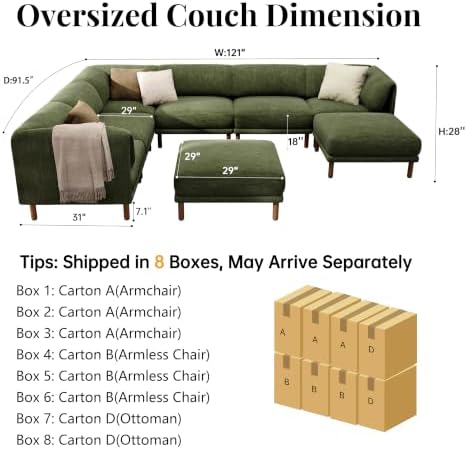 Cloud Sectional Couches for Living Room,Modular Sectional Sofa,Green | Extra ...