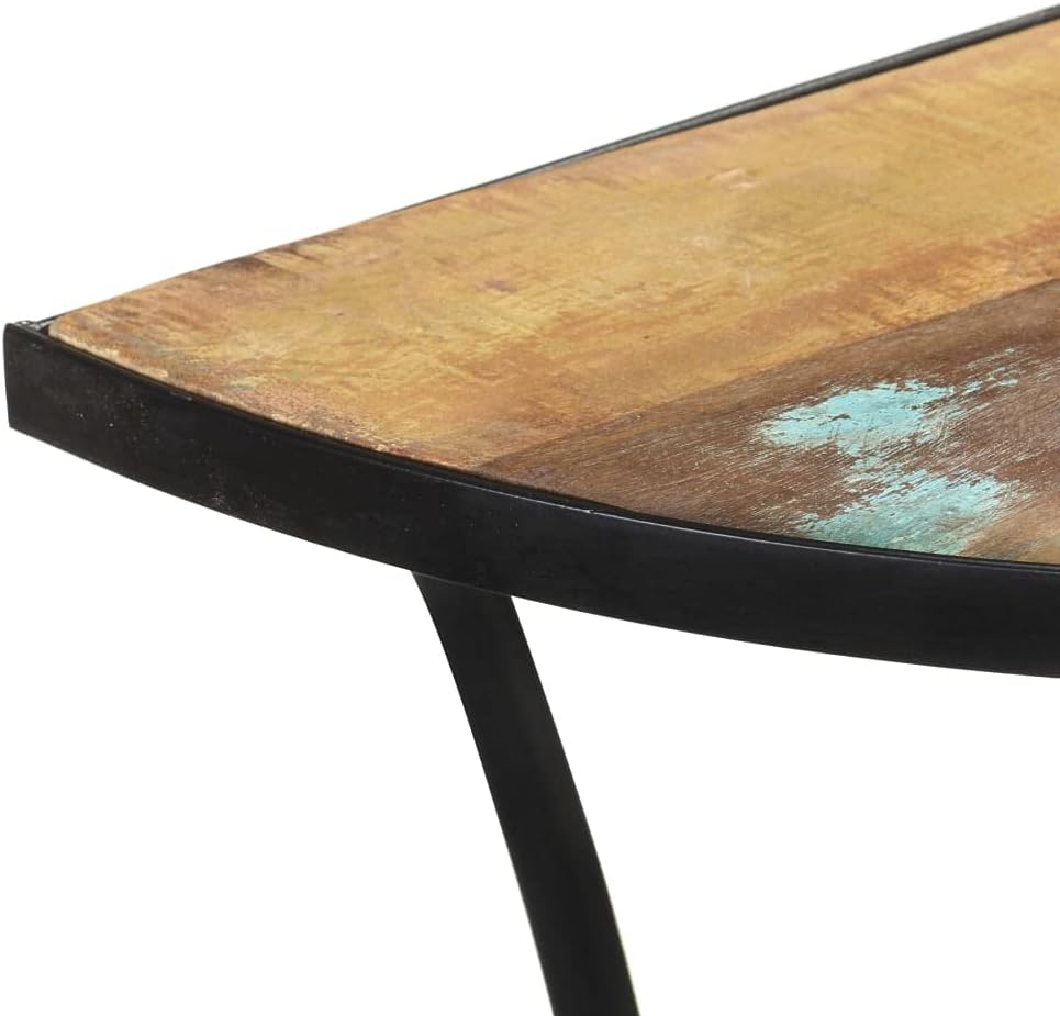Side Table Mixed Color Finish Solid Reclaimed Wood Medium Durable Living Room...