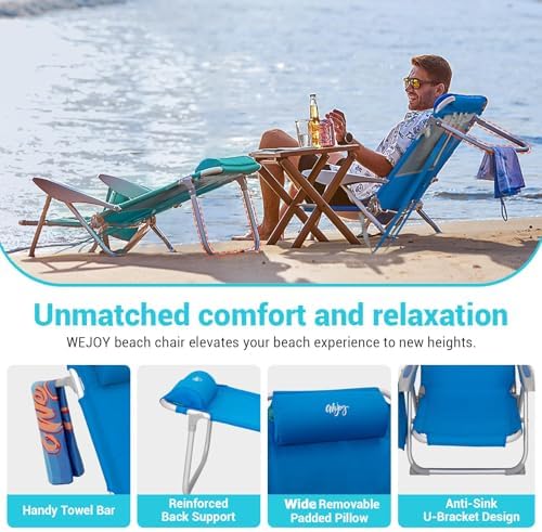 #WEJOY Beach Chairs for Adults,Reclining Adjustable 4 Position for Outdoor