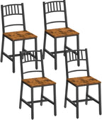 HOOBRO Kitchen Chairs Set of 4, Wooden Dining Room Chairs with Metal Frame, Dining Chair with Back, Easy to Assemble, Farmhouse Dining Chair for Living Room, Rustic Brown and Black BF39CDP401