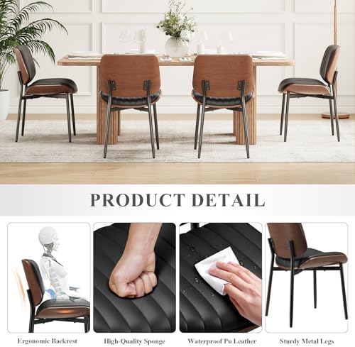 MALOL Leather Dining Chairs Set of 4, Modern Upholstered Dining Room Kitchen ...