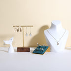GemeShou earrings T display stands for selling, small earring holder jewelry stand with 4 holes on bar, wood earring hanger for boutique display【Walnut】