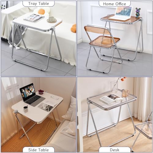 KAIHAOWIN Folding TV Tray Table Acrylic Foldable Table No Assembly Required T...
