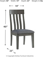 Signature Design by Ashley Hallanden Contemporary Dining Upholstered Side Chair, Set of 2, Armless, Comb Back Design, Wood Frame, Gray