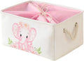 Pink Basket Elephant Storage Bins for Kids, Gift Box for Baby,Collapsible Storage Basket for Toys Clothes,Fabric Laundry Baskets for Baby/Kids/Nursery Room (Medium, Pink Elephant)