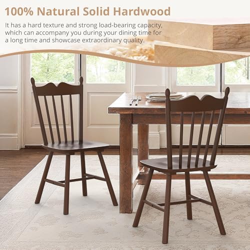 LUE BONA Wooden Dining Chairs Set of 4, Windsor Dining Chair with Thickened B...