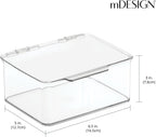 mDesign Plastic Playroom/Gaming Storage Organizer Box Containers, Hinged Lid for Shelves or Cubby, Holds Small Toys, Building Blocks, Puzzles, Markers, Lumiere Collection, Clear