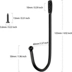 Wall Mounted Single Hook Wall Hanger Key Holder Wrought Iron Coat Hat Hooks, Set of 12 pcs and 24 pcs Screws, Black, Length:4.92inch