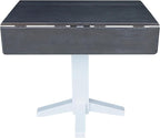 IC International Concepts Solid Wood 36" Square Dual Drop Leaf Dining Table, White/Heather Gray