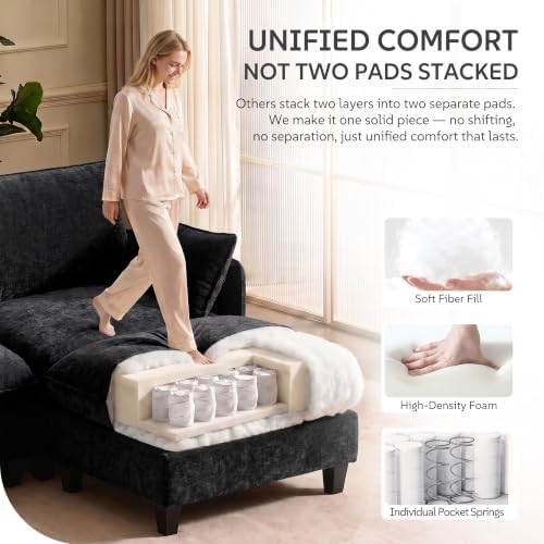 Ihanherry 139" Oversized V-Shaped Modular Sectional Couch, 9-Seater Clou...