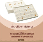 24 Grids Necklace Display Tray, Stackable Jewelry Organizer Trays, Microfiber Necklace Bracelet Pendant Holder Storage Display (Beige)