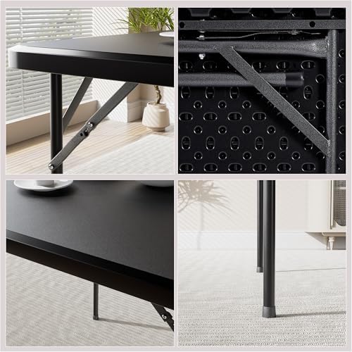 VECELO 5 Piece Folding Card Table Square and Chairs Set, Plastic Tabletop &am...