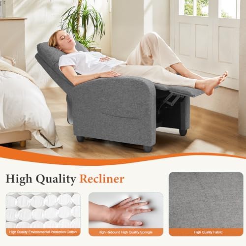 Sweetcrispy Recliner Chair Fabric Recliner Sofa No Massage, Home Theater Seat...