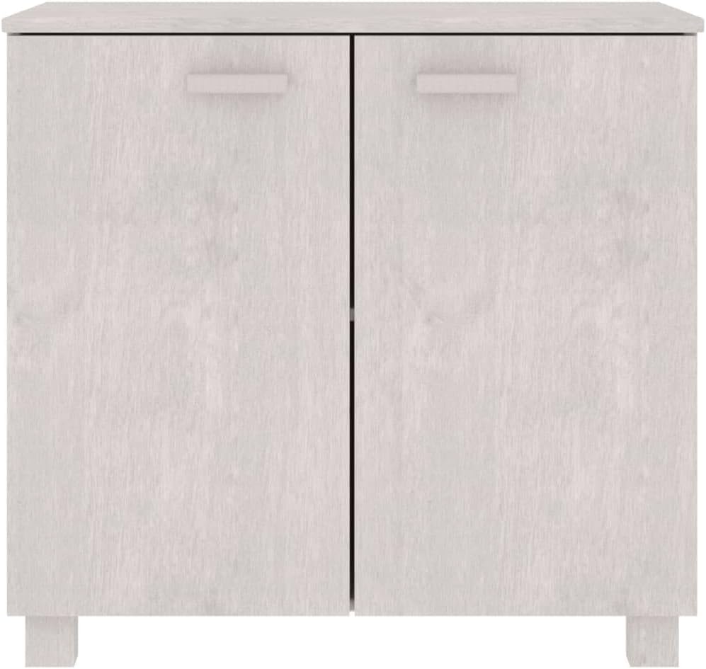 White Wooden Sideboard with 2 Doors, 33.5"x13.8"x31.5" Solid P...