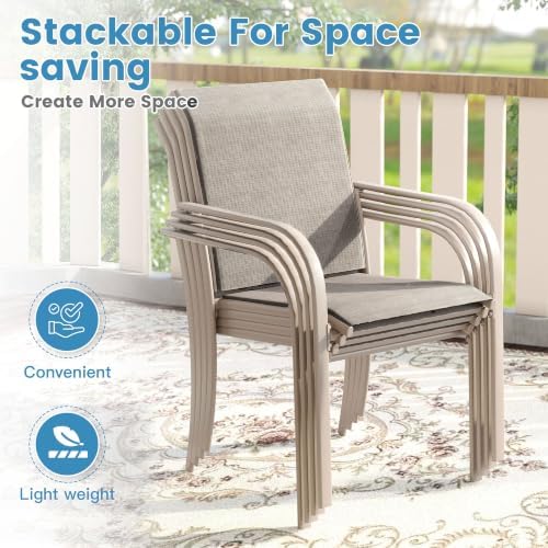 DIFY 7 Pieces Outdoor Patio Dining Set for 6, 47.2" Sandshell Round Dini...
