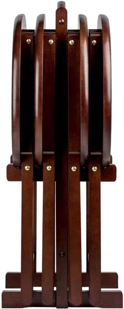Pemberly Row 5-Piece Solid Wood Snack Table Set, Oval Shape, Cappuccino Finis...