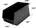 Plastic Storage Bins, Hanging, Stackable, Storage Organizer Bin for Warehouses, Workshops 9-Inch x 5-Inch x 5-Inch, Black, 12-Pack