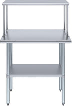 Stainless Steel Work Table with Wide Single Tier Overshelf | Metal Kitchen Prep Table & Shelving Combo (18" x 36" Work Table + 12" Overshelf)