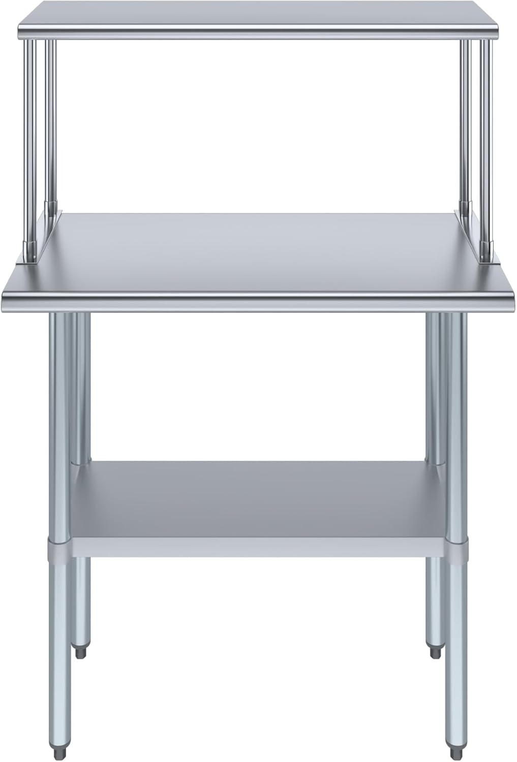 Stainless Steel Work Table with Wide Single Tier Overshelf | Metal Kitchen Prep Table & Shelving Combo (18" x 36" Work Table + 12" Overshelf)