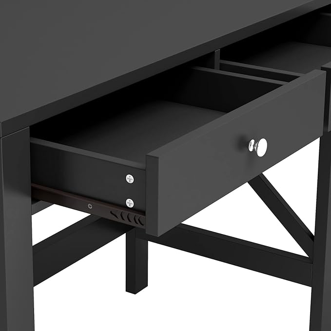ChooChoo Home Office Desk Writing Computer Table Modern Design Black Desk with Drawers, Makeup Vanity Table