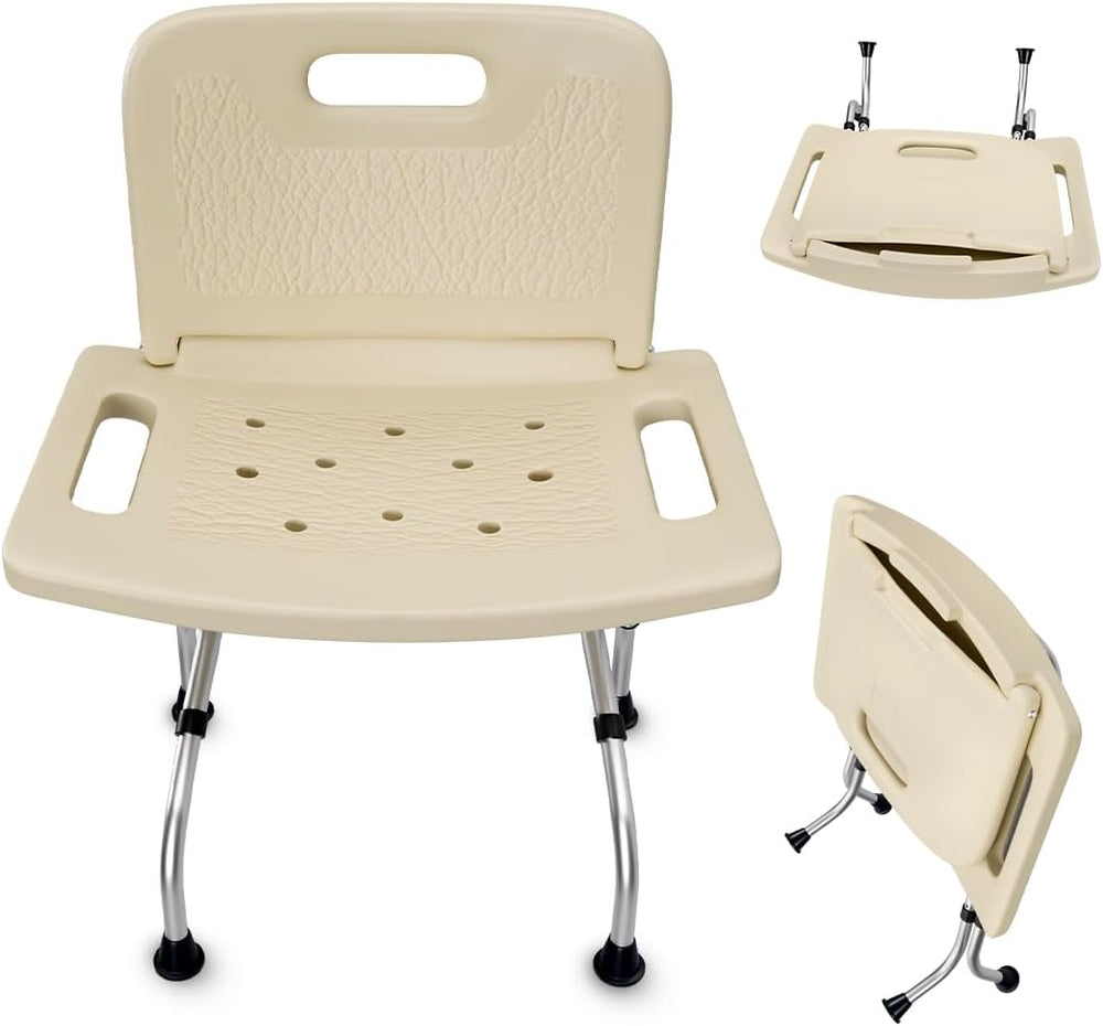 Yellow Ladybug Foldable Shower Chair - Adjustable Height Bath Stool with Non ...