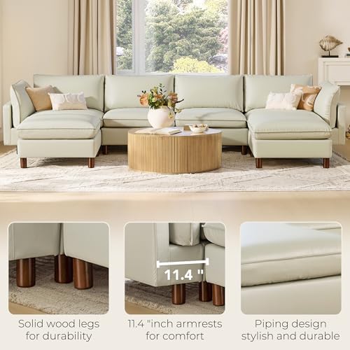 CHITA 161" Leather Super Large Sectional Couches for Living Room, Modula...