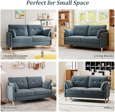 Hanherry Loveseat Sofa, 62.6" Small Couch for Living Room, Comfy Chenill...