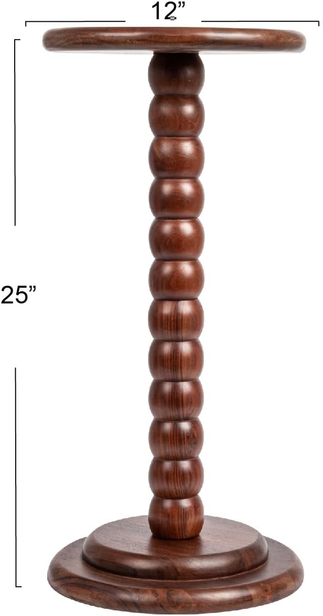 Creative Co-Op Stacked Pedestal Cocktail Side Table, Dark Chestnut