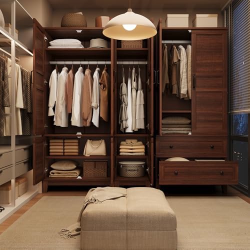 GarveeHome Armoire Wardrobe Closet with 2 Doors, Wooden Wardrobe Cabinet with...