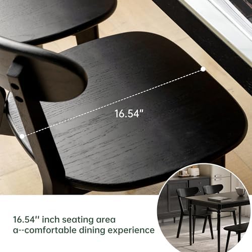 Dining Chairs, Kitchen Chairs, 100% Oak Solid Wood Modern Chair with Curved B...