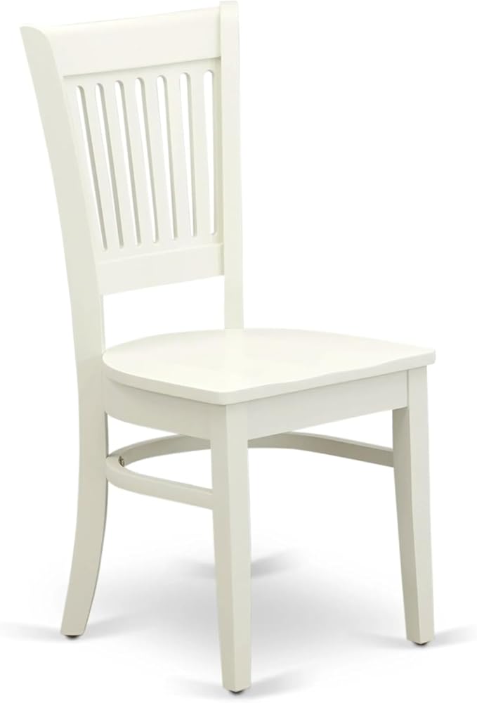 East West Furniture AMVA5-LWH-W 5 Piece Kitchen Table & Chairs Set Includes a Round Dining Room Table with Pedestal and 4 Dining Chairs, 36x36 Inch, Linen White