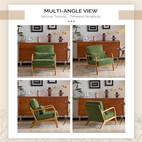 VINGLI Chenille Mid-Century Modern Accent Chair, Cute Reading Arm Chair with ...