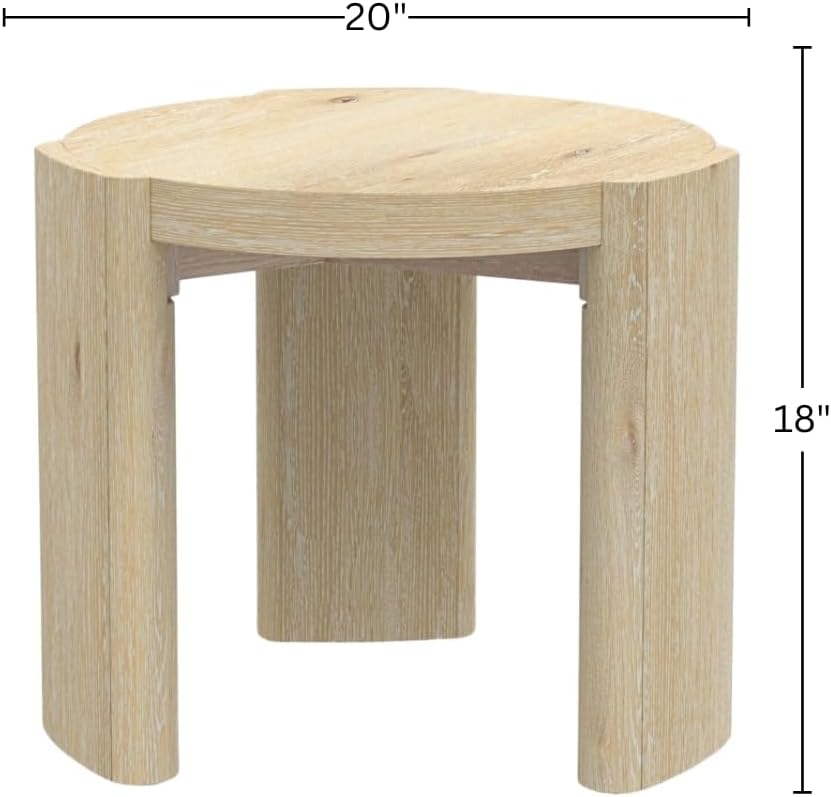 Alpine Furniture Sloane 20 in. W Round Wood End Table in Natural Driftwood