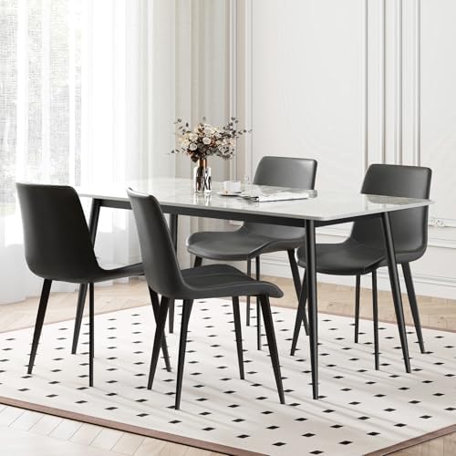 Dining Chairs Set of 4, Modern PU Leather Upholstered Dinner Chairs | Sturdy ...