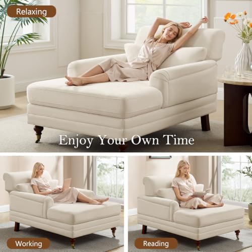 VANOMi 59.45'' Chaise Lounge Chair with Adjustable Backrest, Chenille...