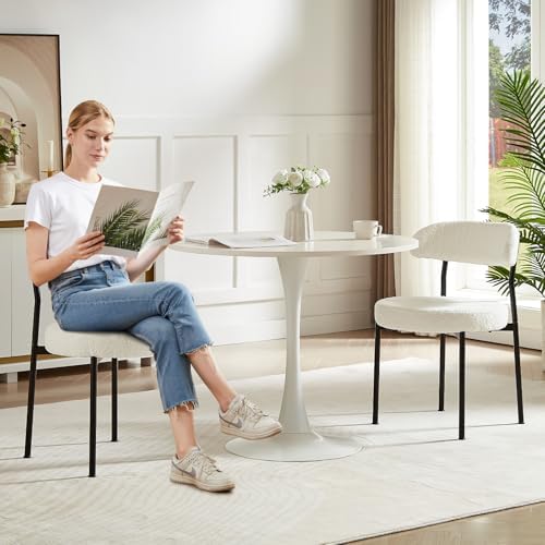 SoarFlash Dining Chairs, Beige Boucle Dining Chairs Set of 4, Kitchen Dining ...