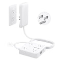 TROND Flat Plug Power Strip with Outlet Cover - 6ft Extension Cord with Multiple Outlets and 4 USB Ports, Mountable Surge Protector Outlet Concealer, Kitchen Home Improvement for Hide Messy, White